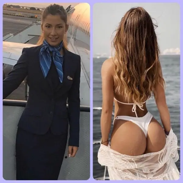Красивые стюардессы в форме и без нее